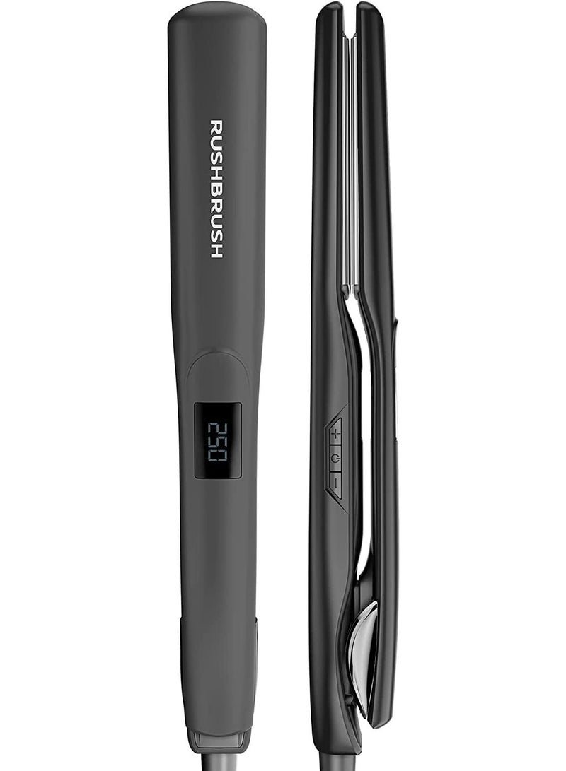 Rush Brush X2 Max Straightener Titanium Plates 250°C 18 Heat Level MHM Plate Fast Heating - Black