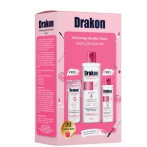 DRAKON Whitening Micellar Water 500ml +  Micellar Water 100ml + 20 Cotton Pad Bag
