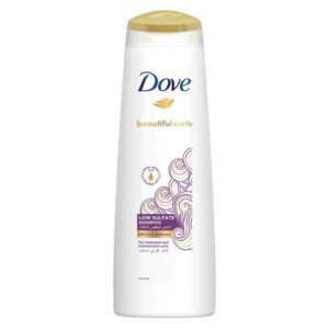 Dove Dove Beautiful Curls shampoo, low sulfate, infused with aloe vera & jojoba oil, gently removes product build-up to restore shine and mositure for a clean hydrated, healthy curls 350ml