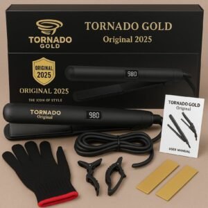 tornado gold Original Tornado Gold Digital Hair Straightener 2025 - Made in Korea, Fast Heating up to 980°C, with Glove and Complete Accessories