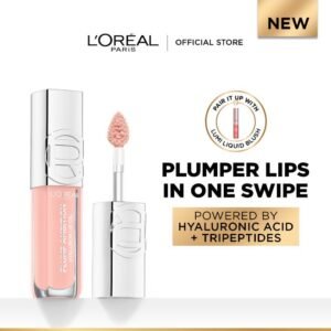 L'OREAL PARIS L’Oréal Paris Plump Ambition Hyaluron Lip Oil, Plumping Lip Oil With Hyaluronic Acid and Tripeptides for 24H Hydrated Lip, 5ml, Milky Nu 201