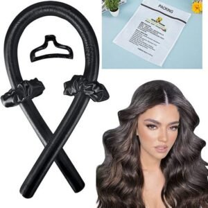 Rock Pow Flexible Jumbo Heatless Long Hair Curler Headband Kit Black