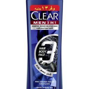 CLEAR Clear Men 3in1 Shampoo, Body Wash & Face Wash – With Activated Charcoal – 180ml