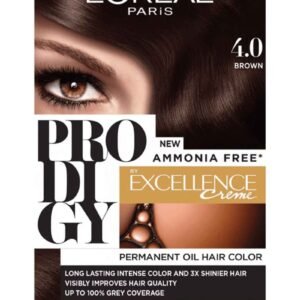 L'OREAL PARIS Prodigy Hair Color/Dye Micro-Oil Technology For Smooth Natural Hair Grey Hair Coverage 4.0 Brown