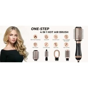 MoeHair Professional 4-in-1 Hair Dryer Brush with Ceramic Coating and Overheat Protection Technology, 1000W - MO-1754