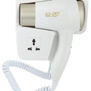 ENZO ENZO Wall-Mounted Hair Dryer with Mounting Base and Electrical Socket - Ideal for Hotels and Homes