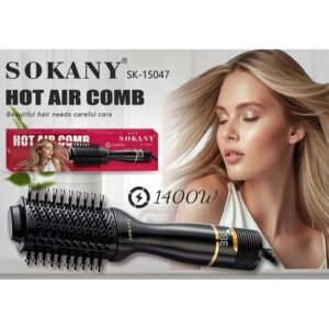 sokany The Sokany 1400W Digital Hair Dryer Brush features three functions in one device: a hair dryer, an iron, and an airbrush. This device helps you achieve professional results in no time. SK-15047