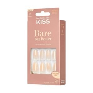 KISS KISS Bare-But-Better Press-On Nails, Nail Glue Included, Embrace It, Light Nude Medium Length