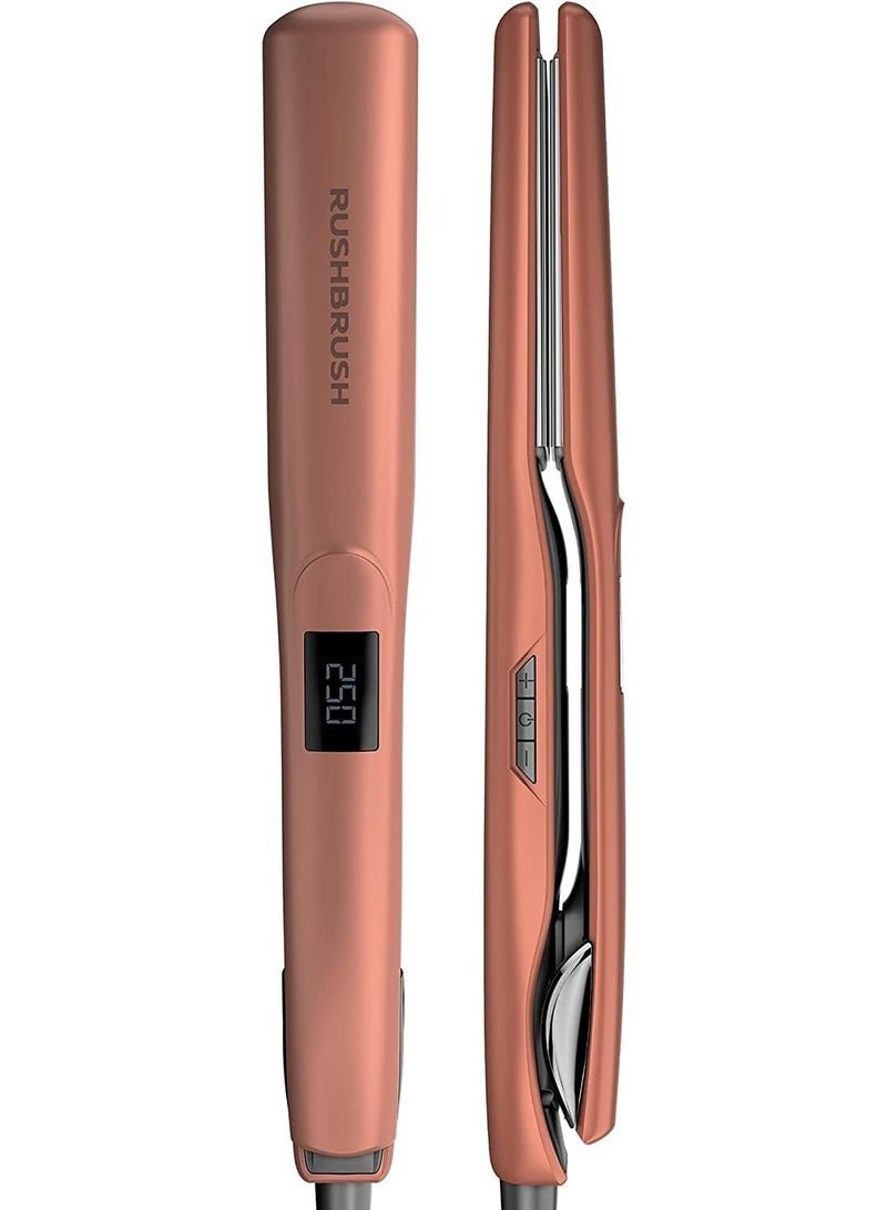 Rush Brush X2 Max Straightener Titanium Plates 250°C 18 Heat Level MHM Plate Fast Heating - Rose Gold