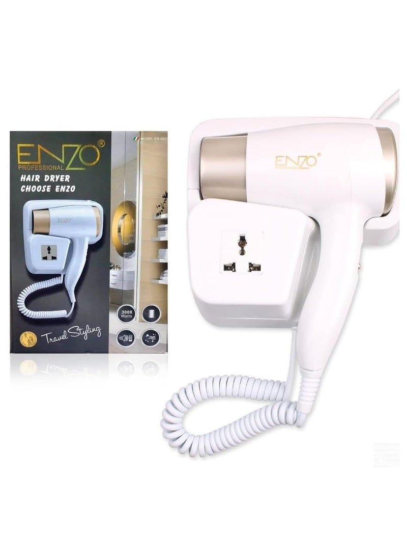ENZO 3000W Wall Mounted Electric Hotel Hair Dryer for Home and Beauty Salon EN 6622