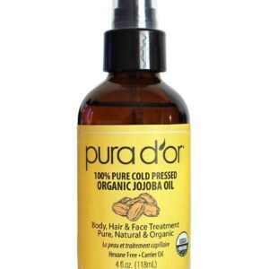 Pura d'or Organic Jojoba Oil 100% Pure Premium Grade Natural Moisturizer: Cold Pressed,Unrefined,Hexane-Free Base Carrier for DIY Skin Care,Hair,Face & Nails