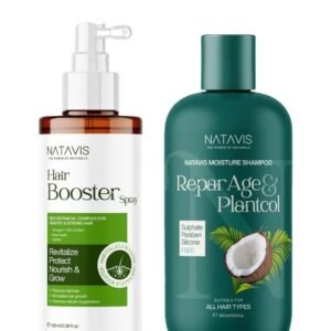 ناتافيس شامبو مرطب 300 مل ورذاذ معزز للشعر 100 مل) خالي من الكبريتات والسيليكون والبارابين