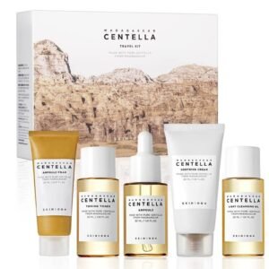 SKIN1004 Madagascar Centella Travel Kit, Toner, Ampoule, Soothing Cream, Cleansing Oil, Ampoule Foam, Basic Skincare Box, Compact Size, Soothing Calming